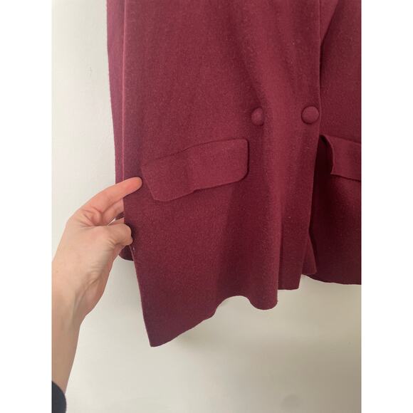 Ella Rafaelle Burgundy Knit Blazer Shacket Small Shacket Sweater Jacket - Picture 8 of 10